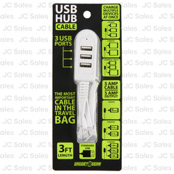 usb hub cable 3 ft f iphone tablet w 3 ports -- 6 per box