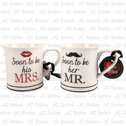ceramic mug soon to be mr. and mrs. asst -- 4 per box