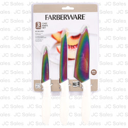 farberware chef knife set rainbow 3 pc -- 12 per case
