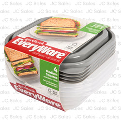 goodcook plastic food square storage med 4 pk -- 6 per case