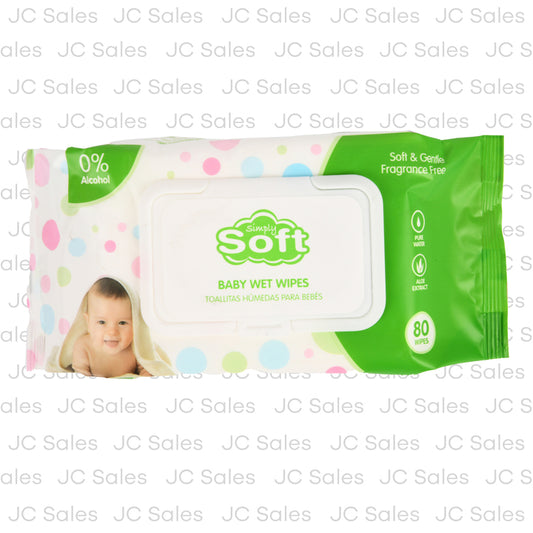 simply soft baby wipes aloe green 80ct -- 24 per case