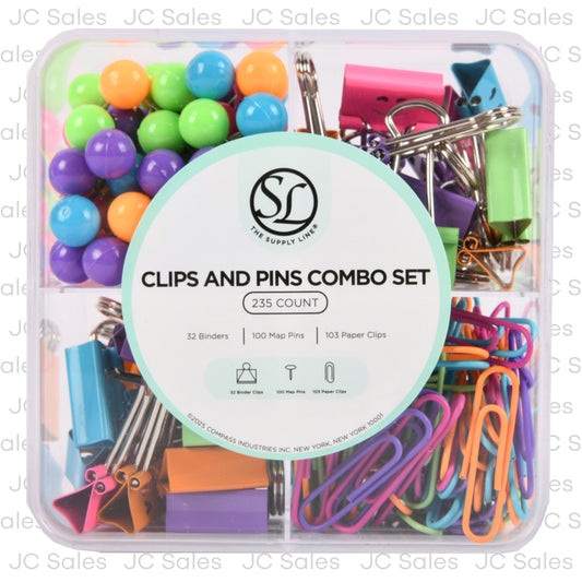 supplyline clips pins asst combo 235 pc in pdq -- 12 per case