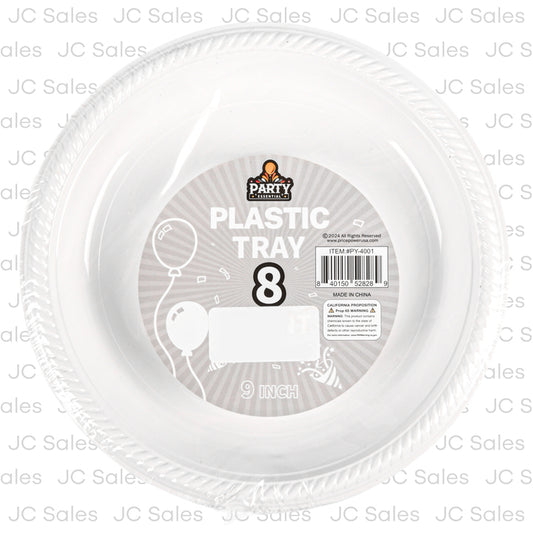 party plastic tray white 9 in 8 pk -- 24 per box