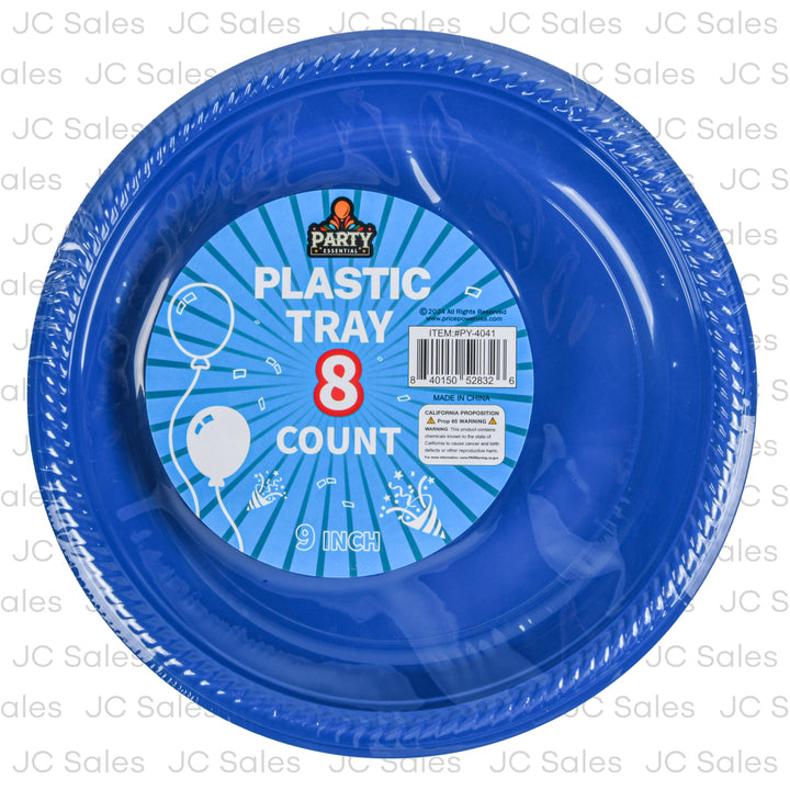 party plastic tray blue 9 in 8 pk -- 24 per box