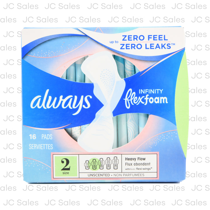 always infinity pads w wings size 2 heavy 16 ct -- 12 per case
