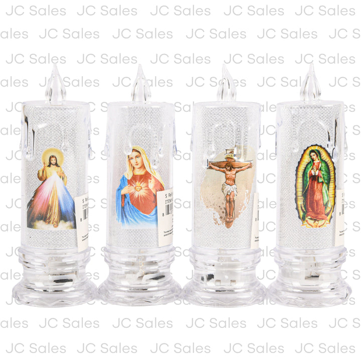 plastic religious led candle 5 asst design -- 12 per box