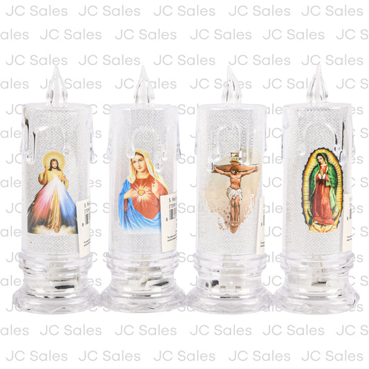 plastic religious led candle 5 asst design -- 12 per box
