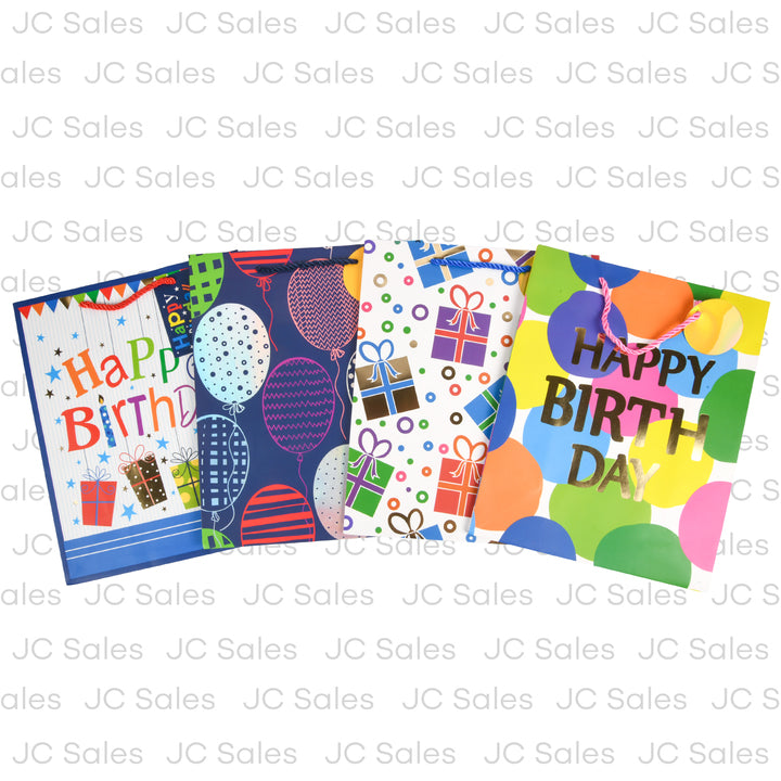 happy birthday gift bag asst theme lg 32x26x12 cm -- 12 per box