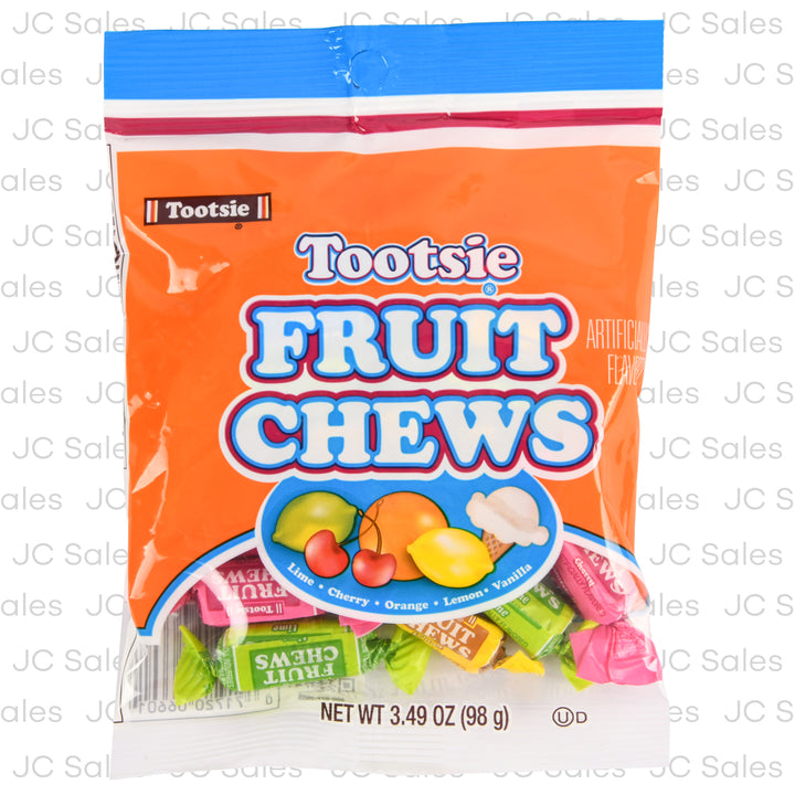 tootsie fruit chews candy 3.49 oz peg bag -- 24 per case