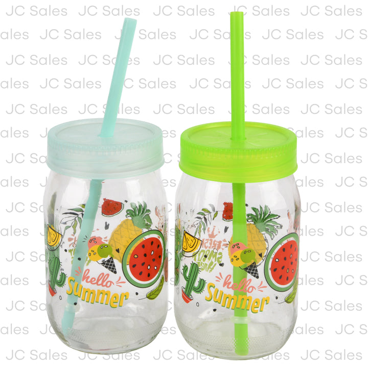 spring glass w straw asst prints 12.5 oz -- 16 per box