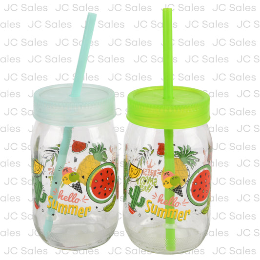 spring glass w straw asst prints 12.5 oz -- 16 per box