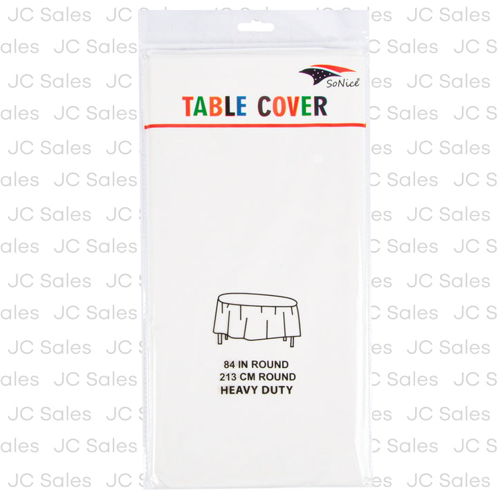 round plastic table cover white 84 -- 12 per box