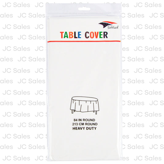 round plastic table cover white 84 -- 12 per box