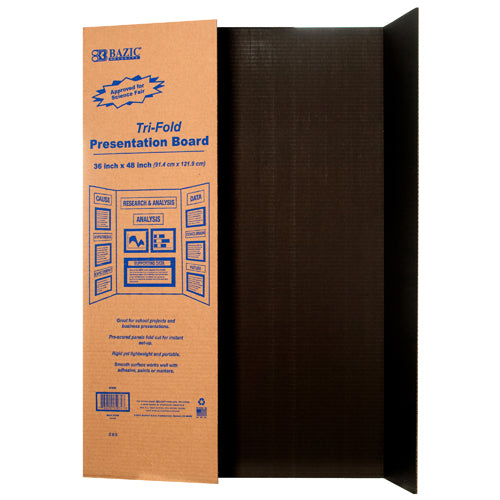 presentation board tri-fold black 36 x 48 5034 -- 24 per case