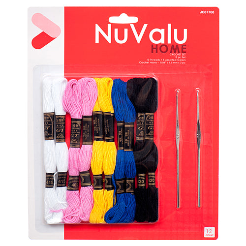 nuvalu crochet set - 2 needles & 5 colors thread  -- 24 per box