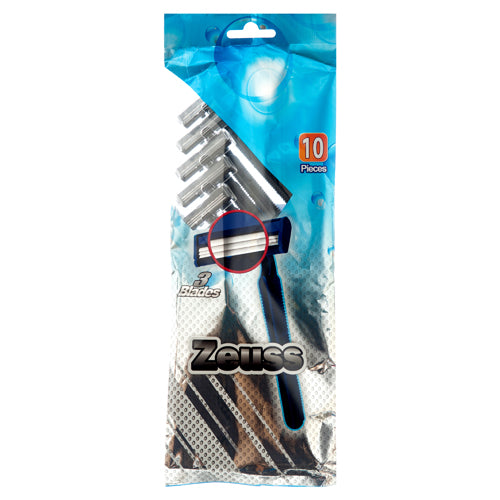 10 piece razor set - 3 blades - without lubricating strip  -- 24 per box
