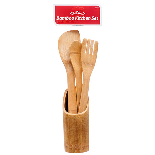 table king utensil set - bamboo - 4 piece -- 24 per case
