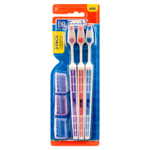 dr.fresh toothbrush 3pk w 3pc covers -- 24 per case