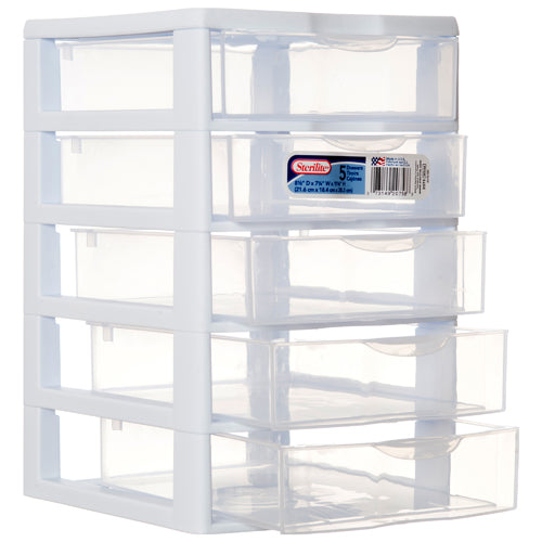 sterilite #2075 drawer unit small - clear white frame -- 4 per case ...