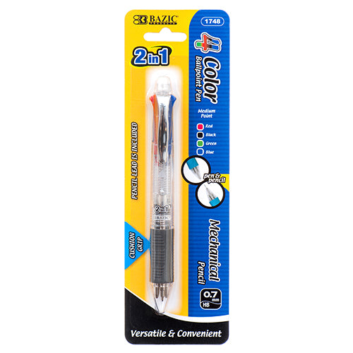 pen retract 4 color & pencil mech 2in1 w/grip  -- 24 per box