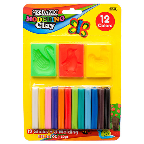modeling clay sticks w 3 moling 160g 12 colors -- 24 per box