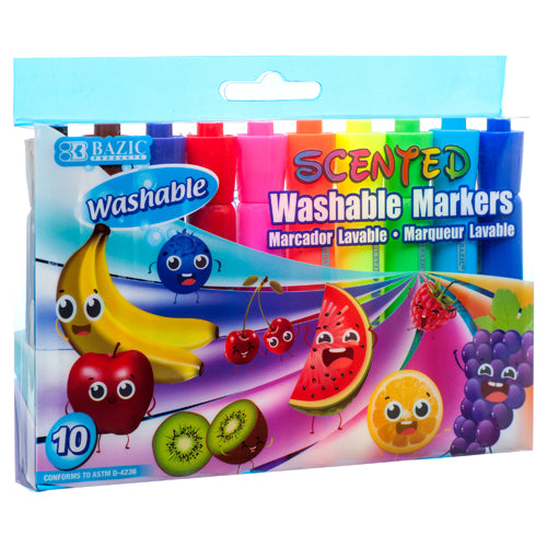 bazic washable scented markers - 10 colors - 144 pack -- 24 per box