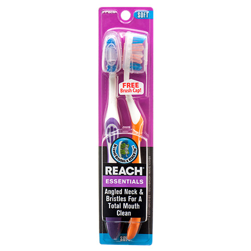 reach essentials toothbrush 2ct cap -- 6 per box
