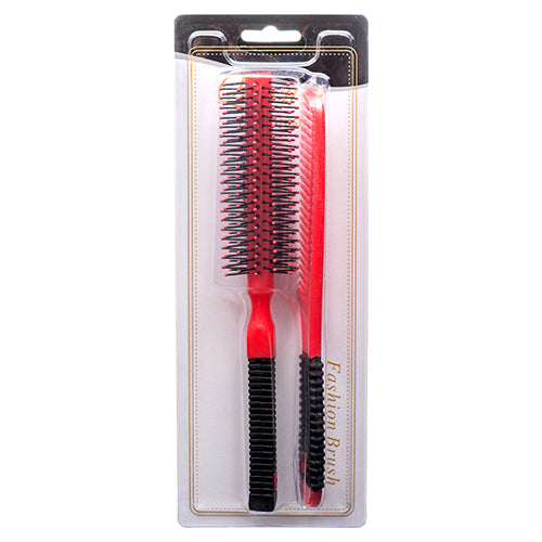 hair brush round with comb - assorted colors  -- 12 per box
