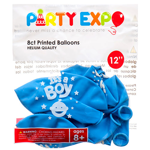 it's a boy foil balloons - 8 count - blue  -- 12 per box