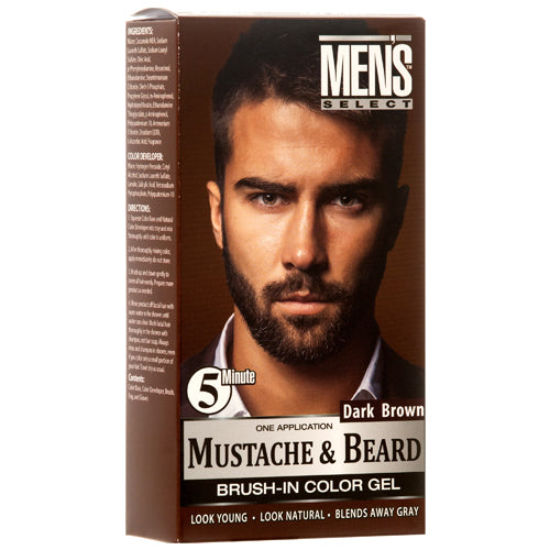 men select mustache & beard dark brown dye  -- 24 per case