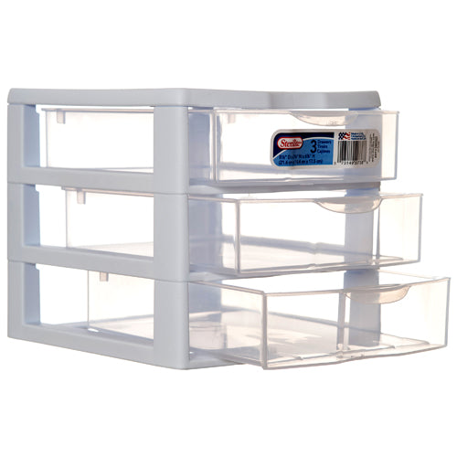 sterilite 3 drawer desktop - white -- 6 per case