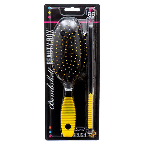 hair brush paddle with comb - assorted colors  -- 12 per box