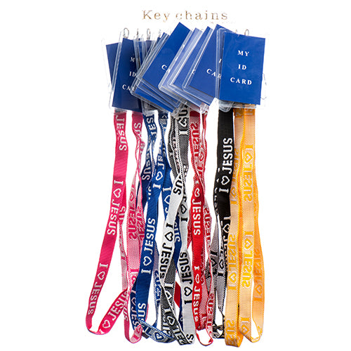 key chain w id holder i love jesus asst clr -- 12 per box