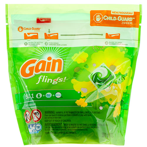 gain flings 3-in-1 original laundry detergent pods -- 6 per case