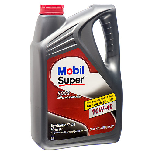 mobil super motor oil - 10w-40 - 5qt -- 3 per case