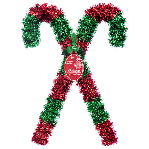 candy cane cross hanging wreath - 26x36.5cm -- 48 per case