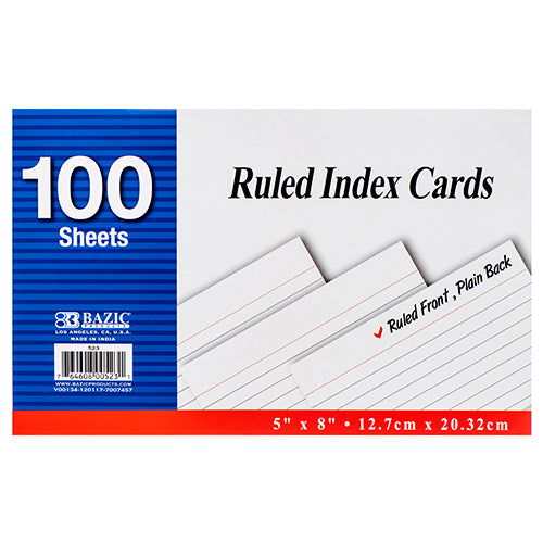 bazic index cards - white - 5 in x 8 in -- 24 per case