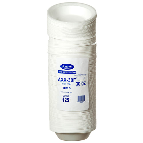 axxion foam bowls 30z - bulk pack of 125 -- 4 per case