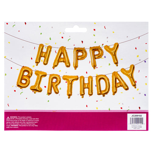 happy birthday foil letter balloons -  gold -- 24 per box