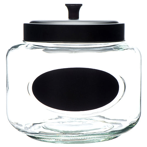 glass cookie jar 112oz w black lid decal -- 6 per case
