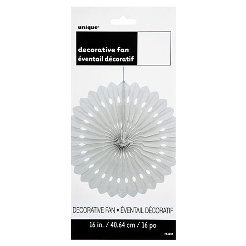fan decorations 16 in white - - party supplies -- 12 per box