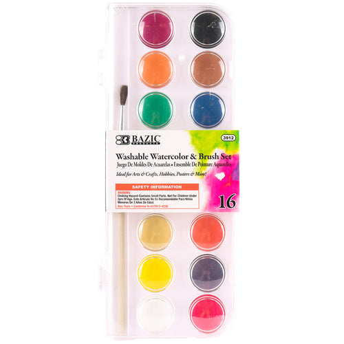 water color set with brush - 16 colors  -- 24 per box