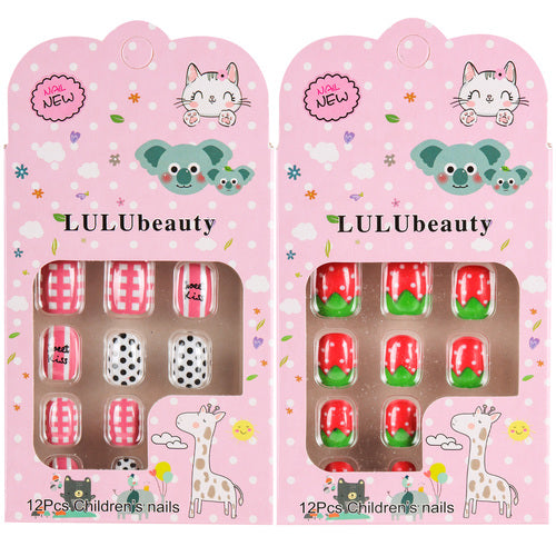 children's false nails - 12 assorted designs - bulk pack of 360 -- 12 per box