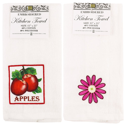 kitchen towels 15x25 embroidery - 144 pack assorted designs #421 -- 12 per box