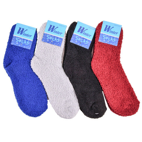 men's cozy socks assorted solid colors - hw so383 - bulk -- 12 per box