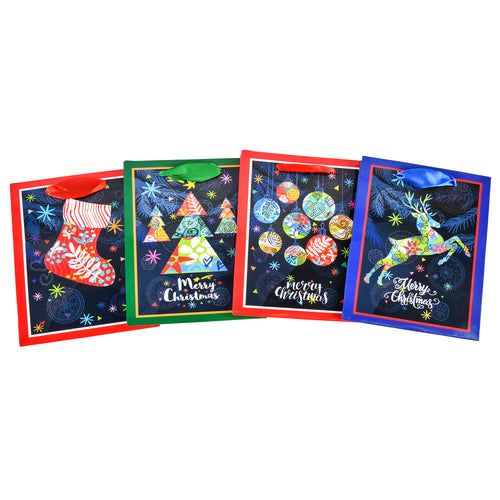 holiday gift bags with deer designs - aa box -- 12 per box