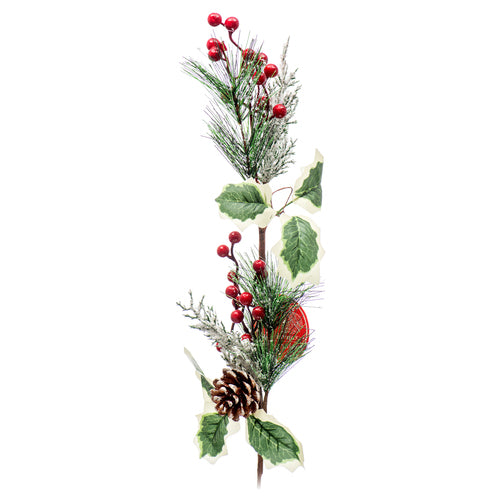 artificial holiday flowers with snow berries & pine cones  -- 24 per box