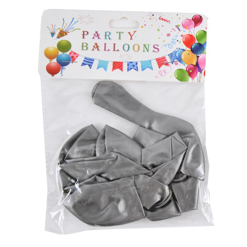 silver & black party balloons - bulk  -- 12 per box