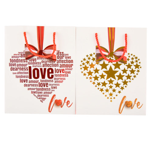 heart-printed gift bags - small  -- 12 per box