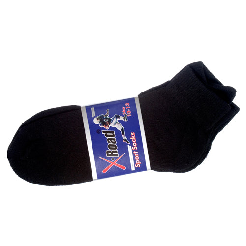 sport socks - men 2 pair ankle - all black - 10-13  -- 6 per box